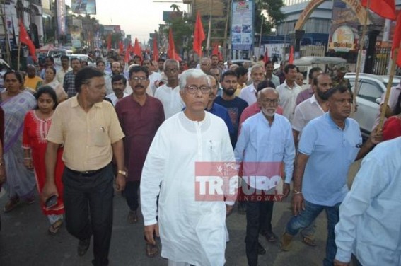 CPI-M kicks off massive protest rally against â€˜Politically Motivatedâ€™ FIR against Badal Choudhury   